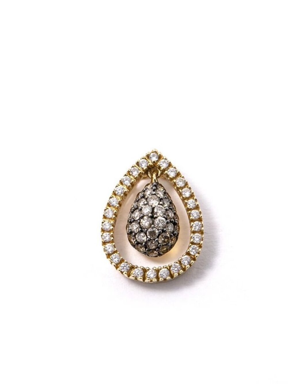 LeVian 3/4ct Diamond Pave Swing Teardrop Charm 14K 585 Yellow Gold Pendant